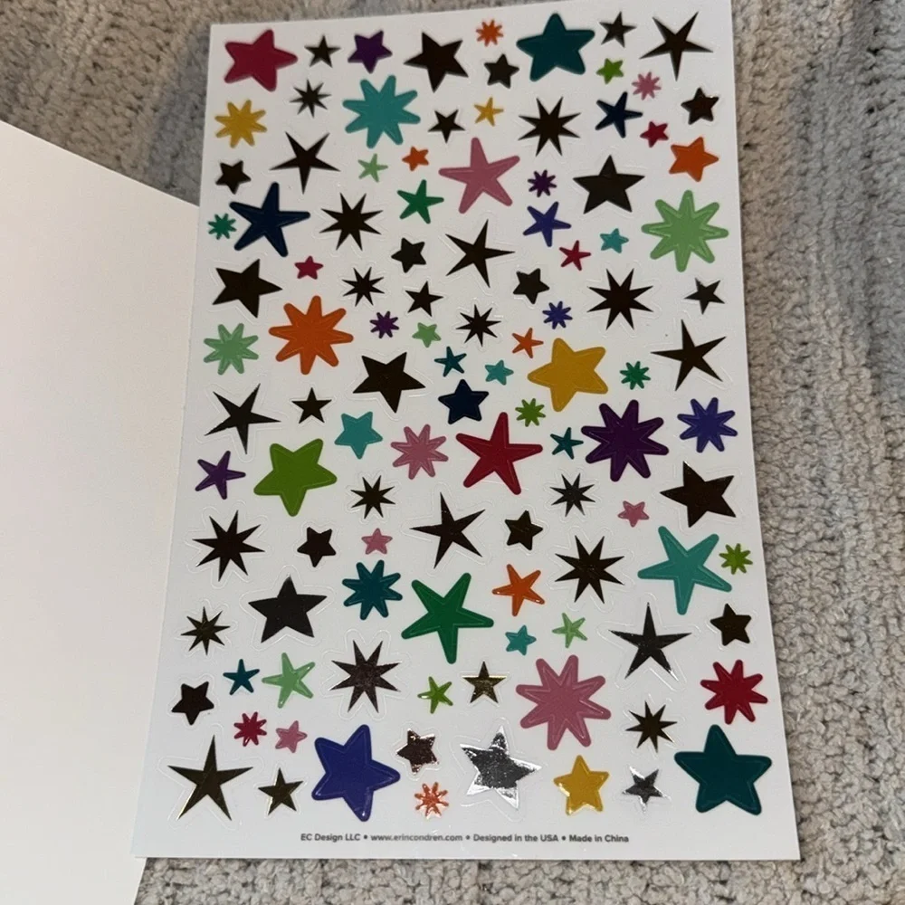 Erin Condren CoilClip Connectors (6) & 3 Sheets Stickers (stars, gift, sayings)